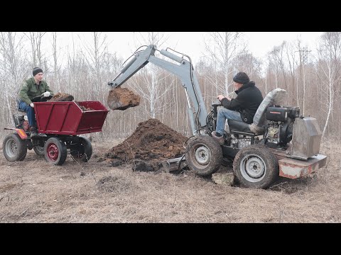 Видео: Мини Т-16 из мотоблока и Макс. глубина копания Экскаватора