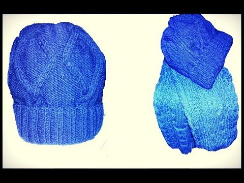 Видео: Мужская вязаная шапка с отворотом. Вязание спицами.