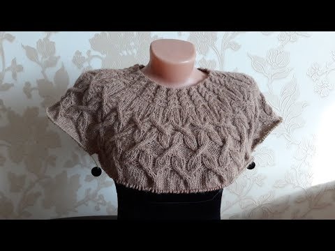 Видео: Джемпер. Круглая кокетка из аранов. Часть 7. Росток, подрезы.