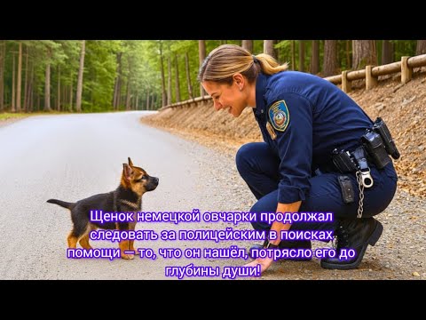 Видео: Щенок немецкой овчарки продолжал следовать за полицейским поисках помощи то что он нашёл потрясло