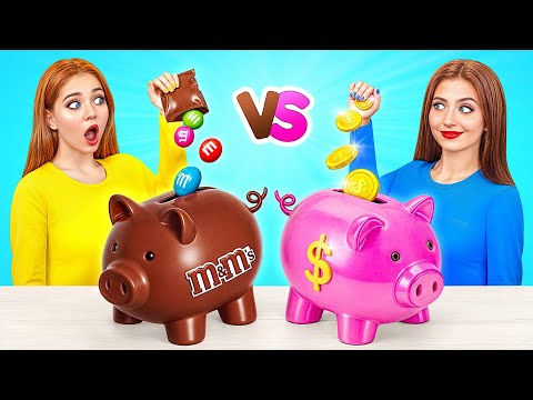 Видео: Челлендж. Шоколадная Еда vs Настоящая еда | Смешные Кухонные Войны от Choco DO