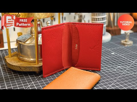 Видео: Кожаный кошелек для визиток ручной работы | Бесплатная выкройка и пошаговое руководство