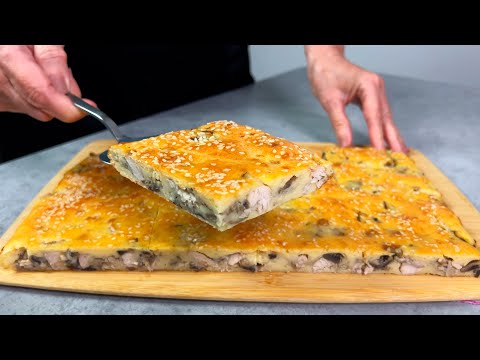 Видео: Даже остыть не успеет! Вкуснейший пирог с курицей и грибами в духовке Быстрый рецепт теста для пирог