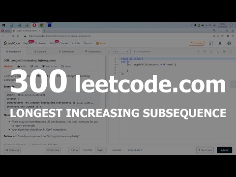 Видео: Разбор задачи 300 leetcode.com Longest Increasing Subsequence. Решение на C++