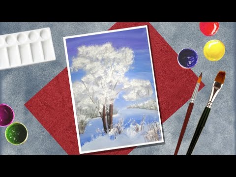 Видео: Как нарисовать зимний пейзаж легко/Пошаговая инструкция