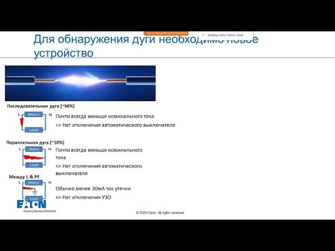 Видео: Обзор устройств защиты от дуговых пробоев Eaton AFDD+