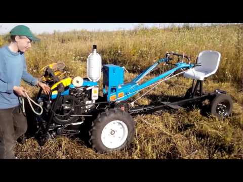 Видео: Заготовка сена китайским, тяжёлым мотоблоком прораб, зубр.