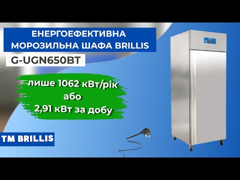 Видео: Енергоефективна однодверна морозильна шафа BRILLIS G-UGN650BT