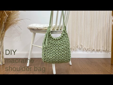 Видео: DIY | macrame shoulder bag giant yarn hand knitting | макраме сумка гигантская пряжа ручное вязание