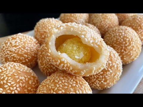 Видео: Жареные кунжутные шарики с начинкой из маша и кокоса