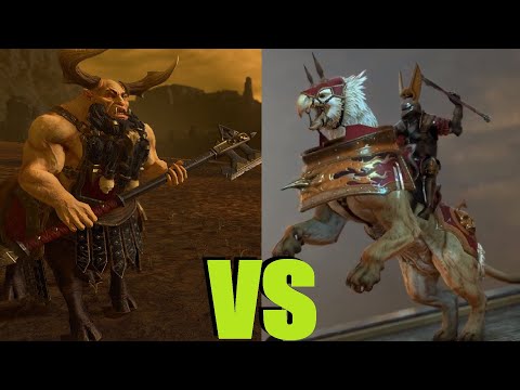 Видео: Быко-кентавры Рендеры vs Рыцари на демигрифах (алебарды): Total War Warhammer 3. тесты юнитов v3.0.0