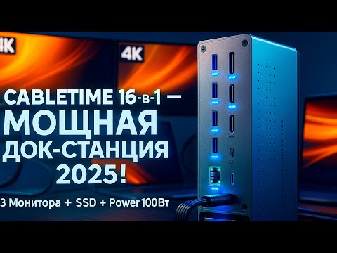 Видео: Эта CABLETIME Docking Station Type-C 16-в-1 заменит ВСЁ! SSD, 3 Монитора и Мощный Power Delivery