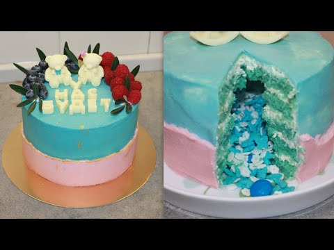 Видео: Торт-пиньята / Очень нежный и сочный бисквит с лёгким кремом чиз / Гендерный торт