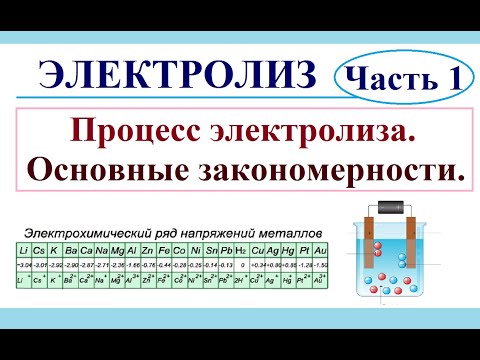 Видео: Электролиз. Часть 1. Процесс электролиза, основные закономерности.