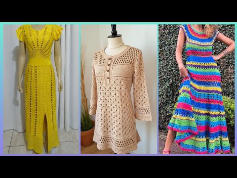 Видео: Самые популярные, выдающиеся, великолепные модели вязаных крючком нарядов и платьев