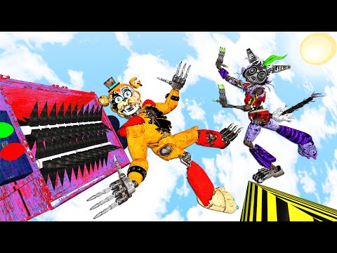 Видео: FNAF Security Breach Ruin — Мимик, Фредди, Монти, Рокси, Чика и Грегори падают в рэгдолл [GMOD]