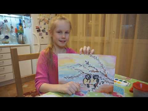 Видео: Онлайн занятие по РИСОВАНИЮ с ребёнком 7-8 лет Синички на ветках вербы