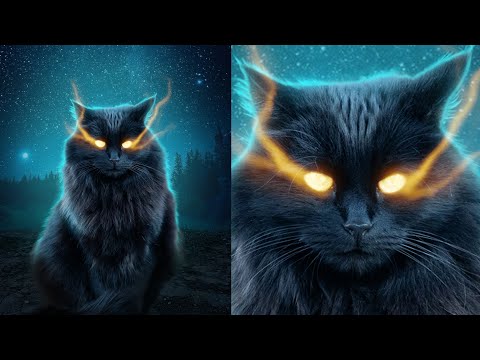 Видео: Мистический кот в Фотошоп. Создаем магический свет из глаз