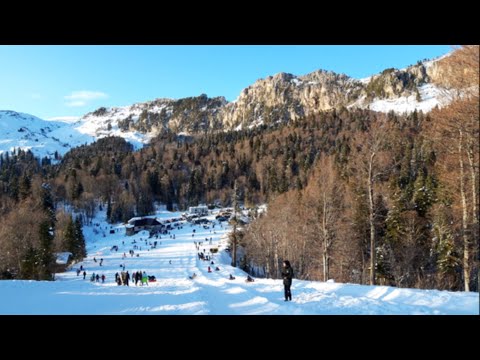 Видео: Гузерипль. Яворовая поляна. Покатушки на снегоходе, прогулка, цены, дорога на Лаго-Наки.(1 часть)