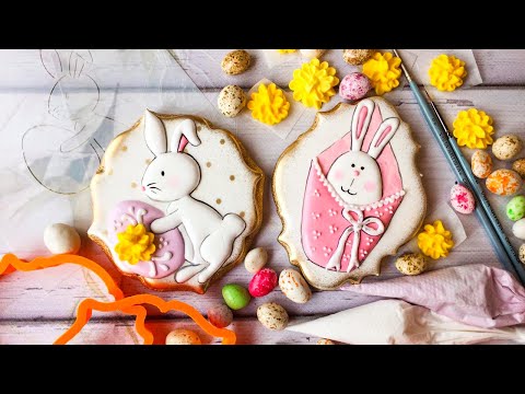 Видео: Пасхальные Пряники «Зайчики» Мастер-класс по росписи глазурью