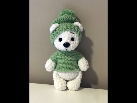 Видео: Одежда крючком для мишутки  по мк от Дарьи  Сальтевскойörme ayı, knitted bear,oso tejido,ニットクマ