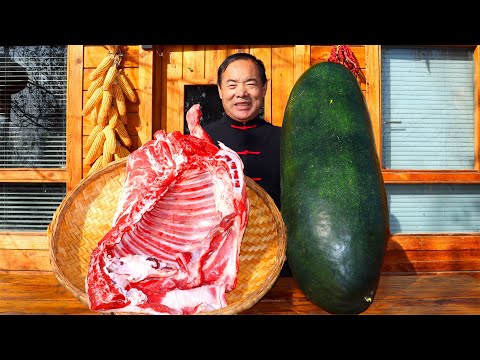 Видео: Огромное мясо ягненка с зимней дыней, жареное в глиняной печи до мягкости | Дядя Сельский Гурман