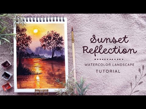 Видео: Успокаивающий закат: урок по акварели