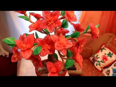 Видео: Цветы из мусорных пакетов.Flowers from trash bags