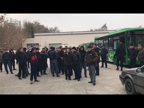 Видео: Шымкентте қоғамдық көлік қызметкерлері жалақы даулады