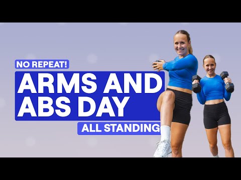 Видео: 10-минутная тренировка рук и пресса с гантелями | Без повторений, всё стоя