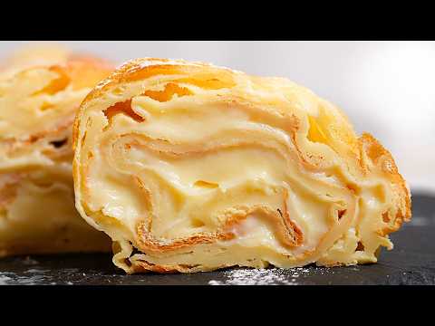 Видео: Тесто просто выливаю в противень! САМЫЙ простой и ВКУСНЫЙ рулет с заварным кремом!