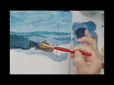 Видео: огромное количество оттенков несколькими красками и замечательный пейзаж готов