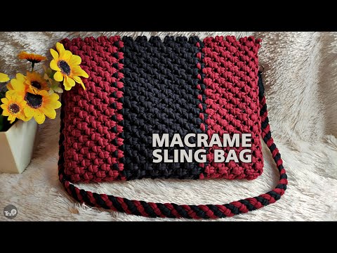 Видео: Учебник по созданию сумок из макраме для начинающих | Двухцветная слинг-сумка из макраме
