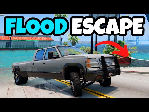 Видео: Спасаемся от внезапного наводнения ТОЛЬКО на грузовиках — выживание во время внезапного наводнения!