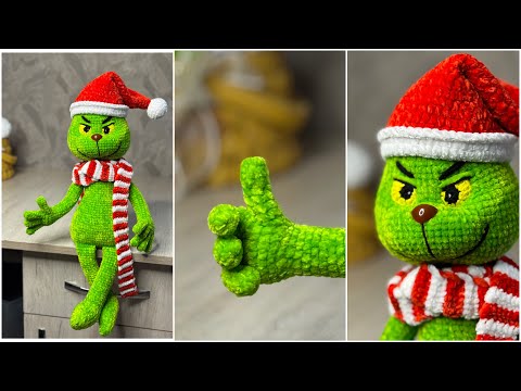 Видео: Гринч // Часть 3 // Оформление // Видео мастер-класс по вязанию игрушки крючком // 