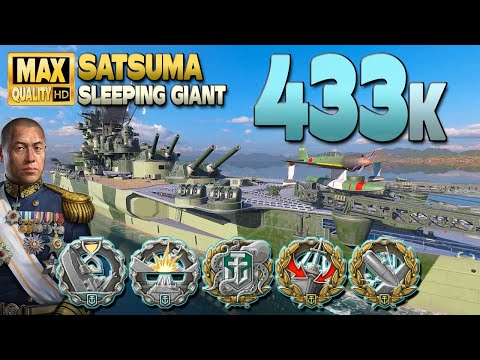Видео: Суперлинкор Сацума: 433к на карте Sleeping Giant - World of Warships