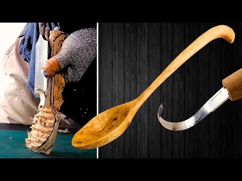 Видео: Как вырезать деревянную ложку вручную в деревянной палочке, резьба по дереву ремесло ASMR
