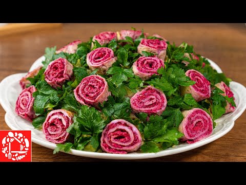 Видео: Шикарный Салат “Поляна с Розами”! Очень просто и эффектно!