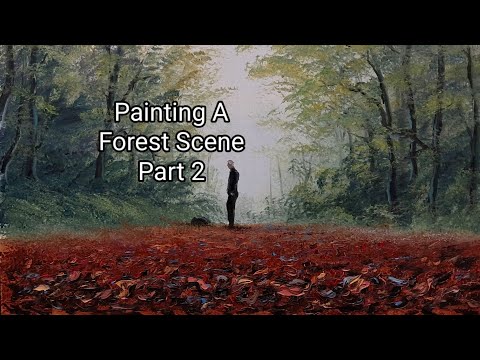 Видео: Рисование лесного пейзажа. Часть 2. Простые уроки масляной живописи. #живопись #маслянаяживопись ...