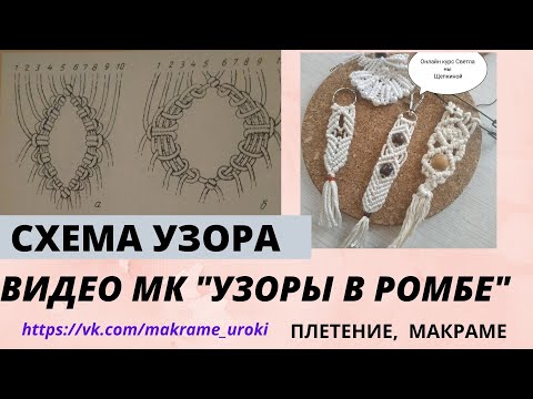 Видео: Макраме видео курс для начинающих.Узоры в ромбе. #КурсМакраме #узоры #УзорМакраме