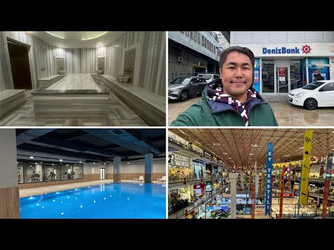 Видео: Стамбул-2: бассейн в ЖК, тренажерный зал, хамам, прогулка по району Esenyurt, Eskidji Bazaar