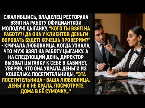 Видео: Сжалившись, владелец ресторана взял на работу официанткой цыганку. Узнав про это, любовница...