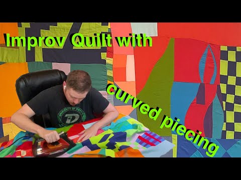 Видео: Современный импровизационный блок с изогнутыми деталями: сумасшедшее одеяло из цельных обрезков (...