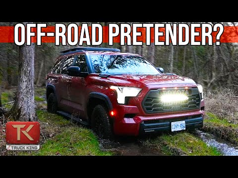 Видео: Повреждения на трассе! Toyota Sequoia TRD Pro справляется со льдом, водой и грязью
