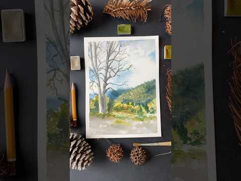 Видео: Рисуем осень в горах #акварель #осень #рисуем #арт #watercolor #painting