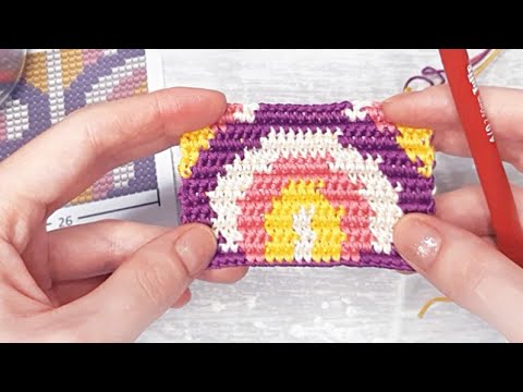 Видео: Жаккард крючком. Присоединение/смена цвета. Tapestry crochet - How to attach/change colors (ENG SUB)