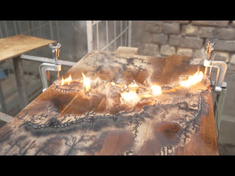 Видео: Выжигаем молнии на дереве. Линии Лихтенберга