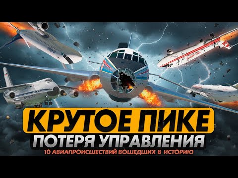 Видео: ПОТЕРЯ УПРАВЛЕНИЯ В ПОЛЕТЕ. 10 авиапроисшествий вошедших в историю