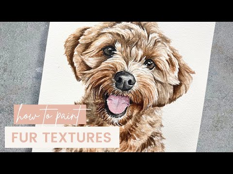 Видео: Как нарисовать шерсть собаки акварелью | Советы по рисованию портретов домашних животных