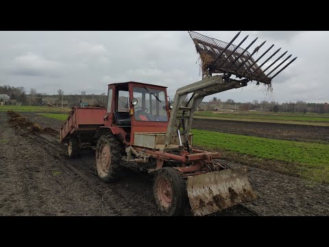 Видео: Самодельный вилочный погрузчик ,  погрузка , вывоз , выгрузка навоза .